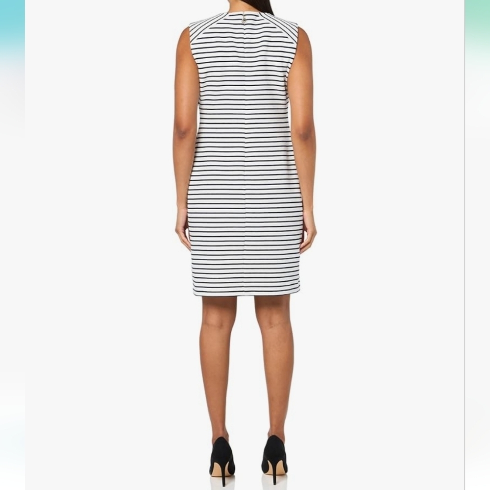 TOMMY HILFIGER Sleeveless Striped Nautical Sheath Dress Navy And White Size 8 - Picture 2 of 9